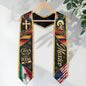 Mexico Stole Graduation 2026 Virgin Mary Cross Gold Glitter Mexican USA Flag Serape