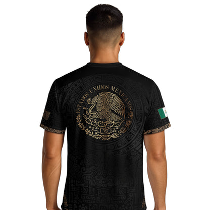 Mexico Heritage Black Gold Vintage Athletic Aztec Calendar Chevron Soccer Jersey
