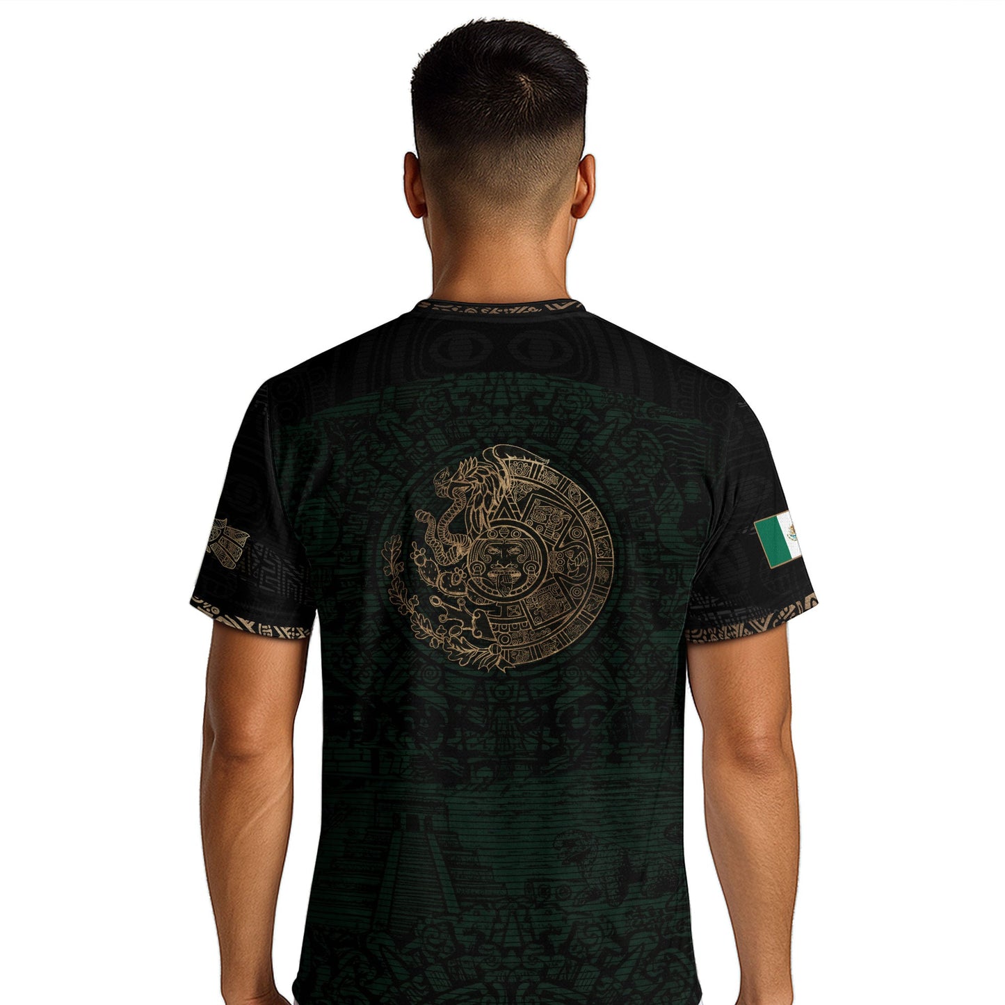 Mexico Heritage Dark Green Gold Vintage Athletic Aztec Calendar Soccer Jersey