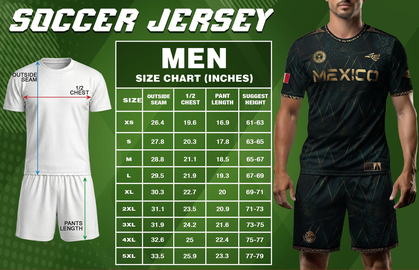 Mexico Heritage Dark Green Gold Vintage Tribal Aztec National Soccer Jersey