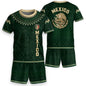 Mexico Soccer Jersey Kids Set Green Gold Aztec Calendar Youth Football Shirt Shorts