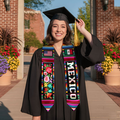 Mexican Class of 2026 Sash, Mexico Graduation Stole for Ceremony, Senior 2026