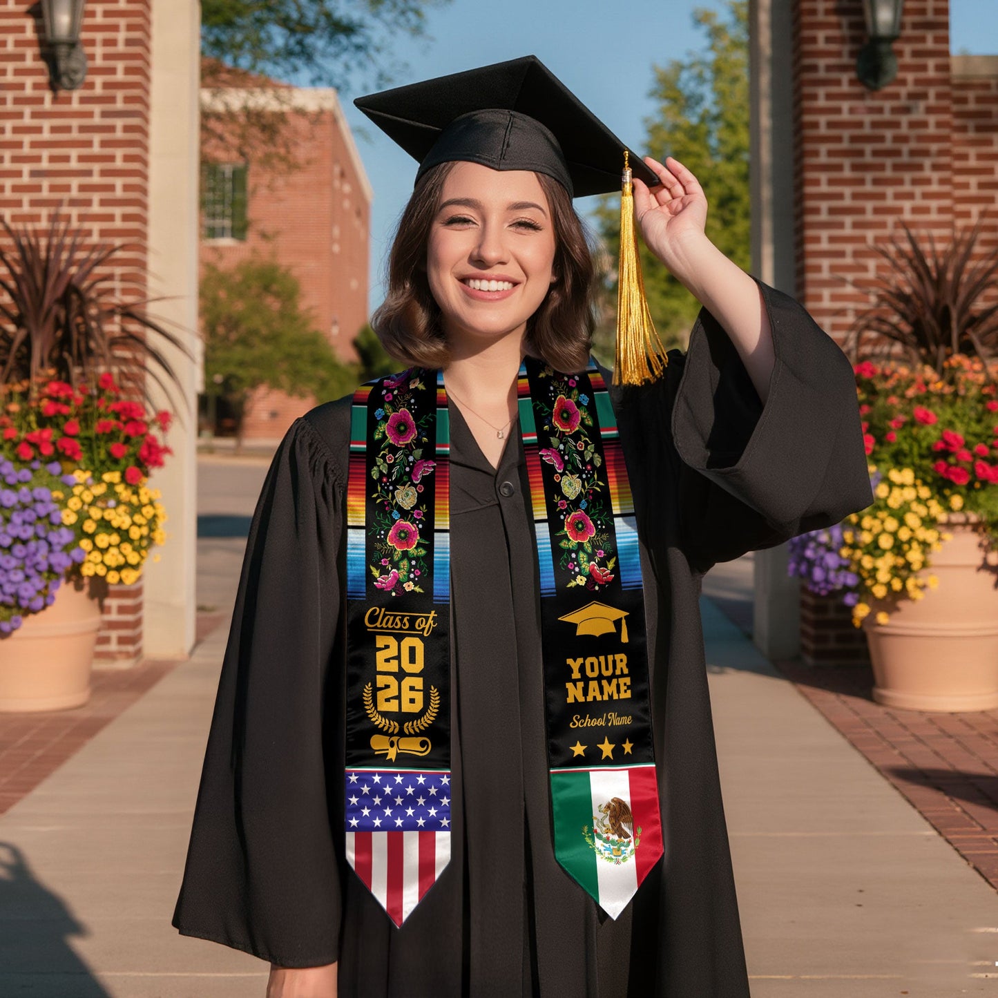 Custom Mexico Sash 2026 for Graduate, Personalized Mexican Stole for Graduation