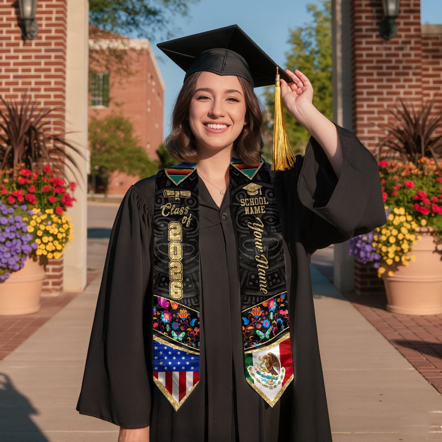 Mexico Stole 2026 Custom, Mexican Graduation Sash, Personalized Graduate