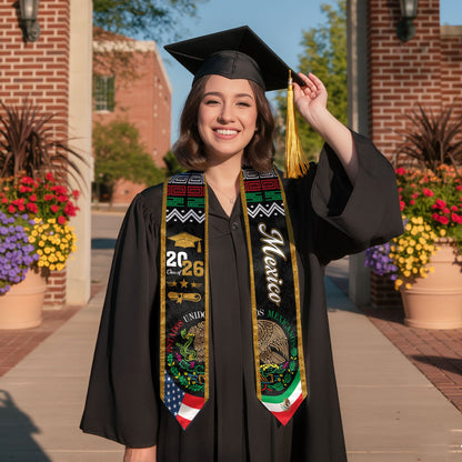 Mexico 2026 Stole, Mexican Sash for Graduation Outfit