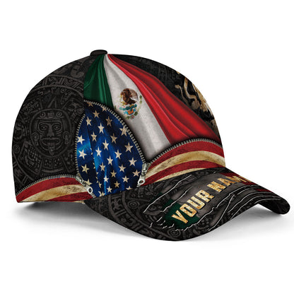 Custom Mexico Heritage Pride Hat 2-Pack Bundle – USA Flag Eagle Roots Unity + Guadalupe Virgin Mary Eagle Aztec Faith