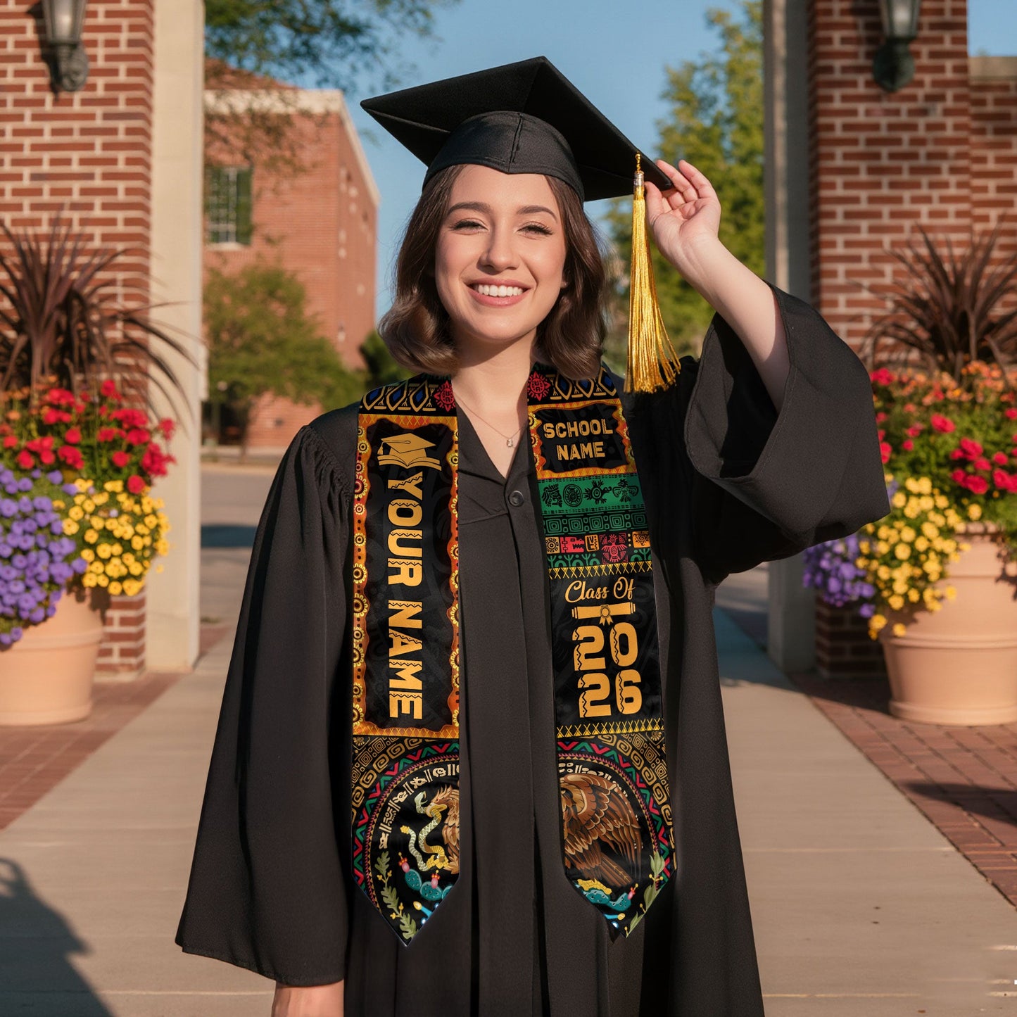 Mexico Aztec Graduate Stole 2026, Custom Mexican Graduation Sash Premium Quality