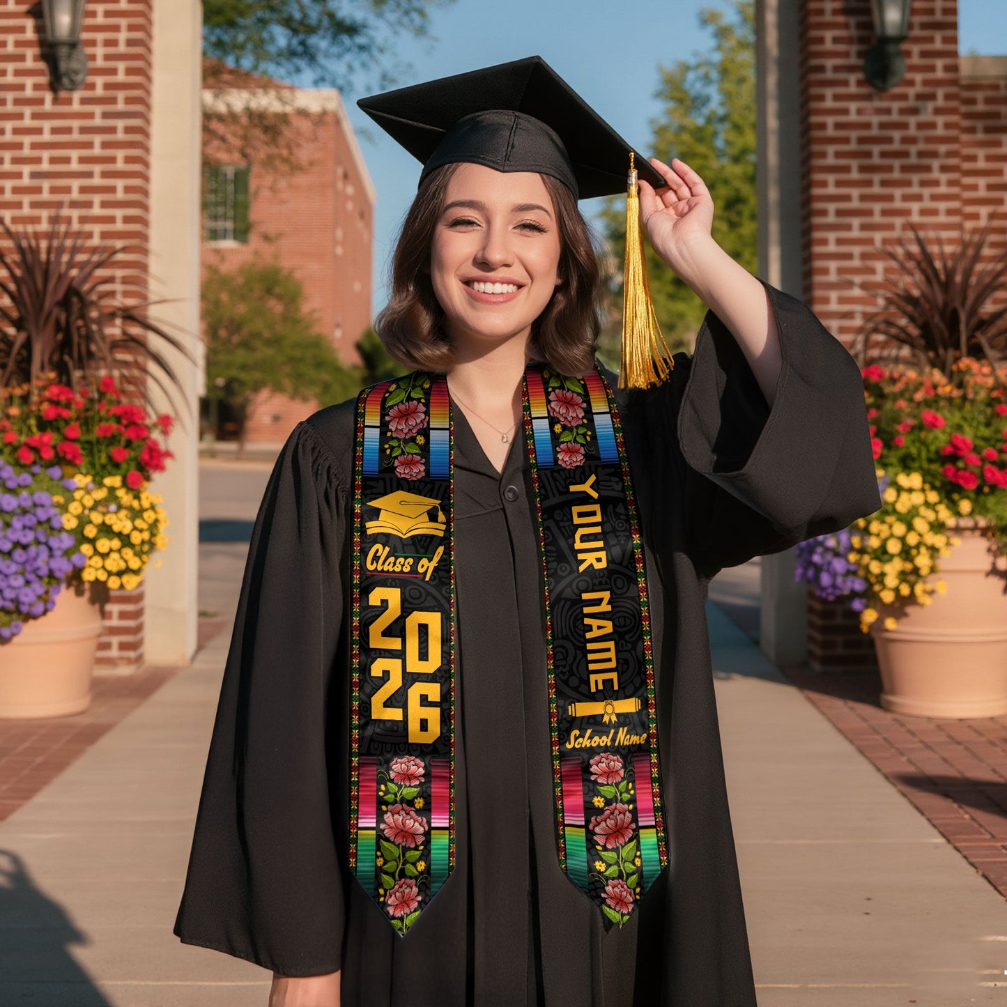 Custom Mexican Graduation Sash 2026 Aztec, Mexico Stole for Graduate Milestone