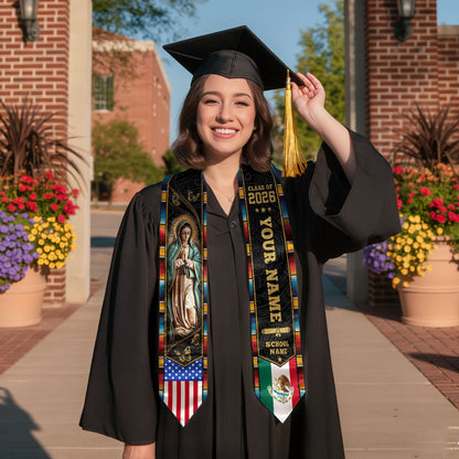 Mexican Aztec Graduate Sash 2026, Custom Mexico Graduation Stole Premium Finish