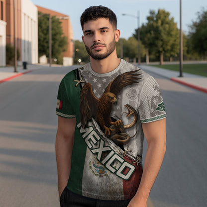 Mexican Eagle and Snake Heritage Flag Warrior Shirt