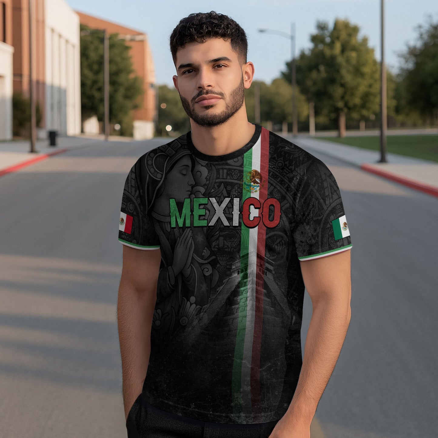 Mexico Flag Praying Hands Guadalupe Aztec Legacy Pride Street Shirt
