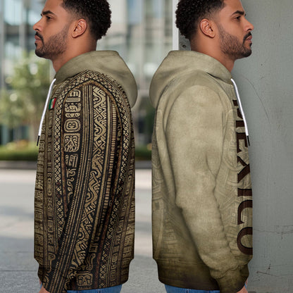 Mexican Vintage Vertical Logo Aztec Heritage Mens Sudadera De Mexico Hoodie