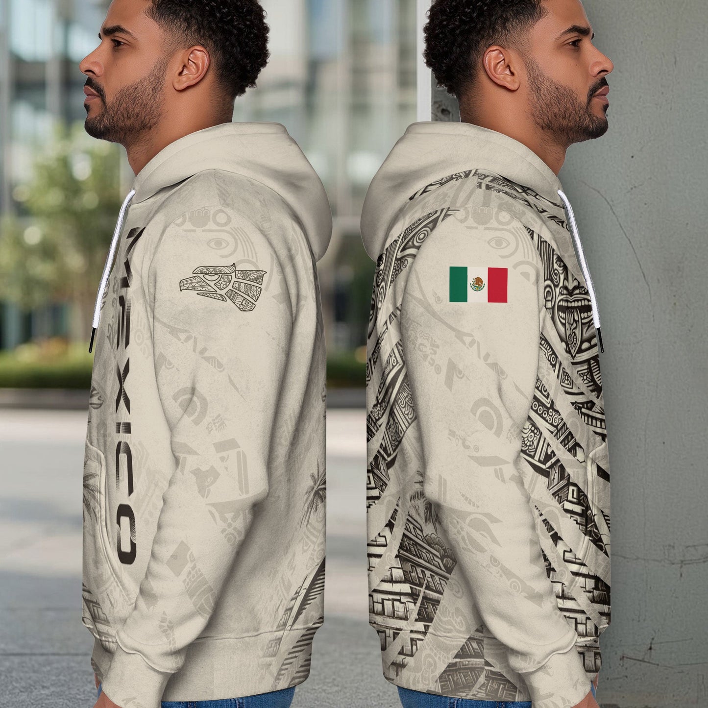 Mexican Aztec Warrior Pyramid Heritage Mens Sudadera De Mexico Logo Hoodie