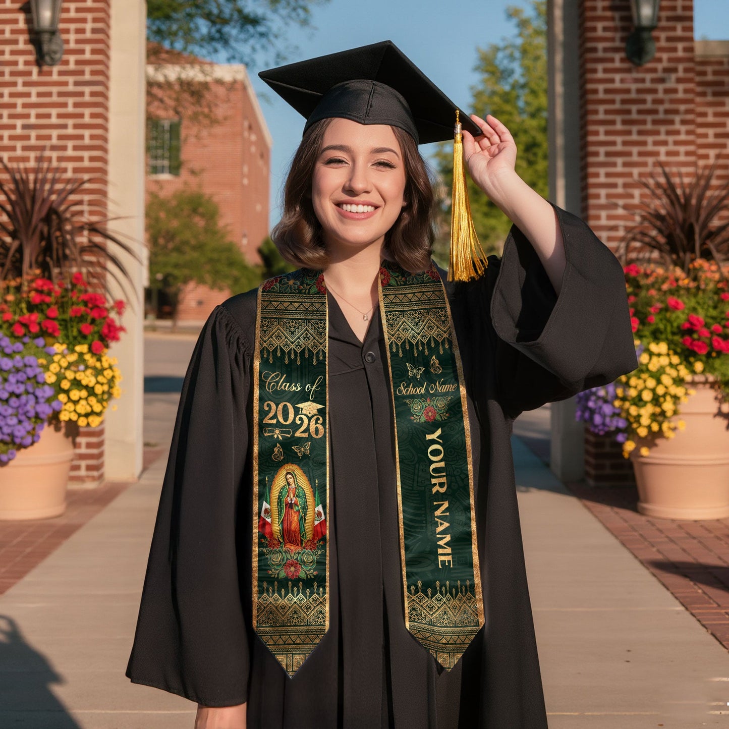 Mexican Graduation Stole 2026 Personalized Mexican Graduation Sash, Mexican Flag Stole