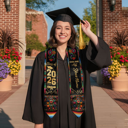 Mexican Graduation Stole Custom 2026 Mexican Graduation Sash, Mexican Stoles for Graduation