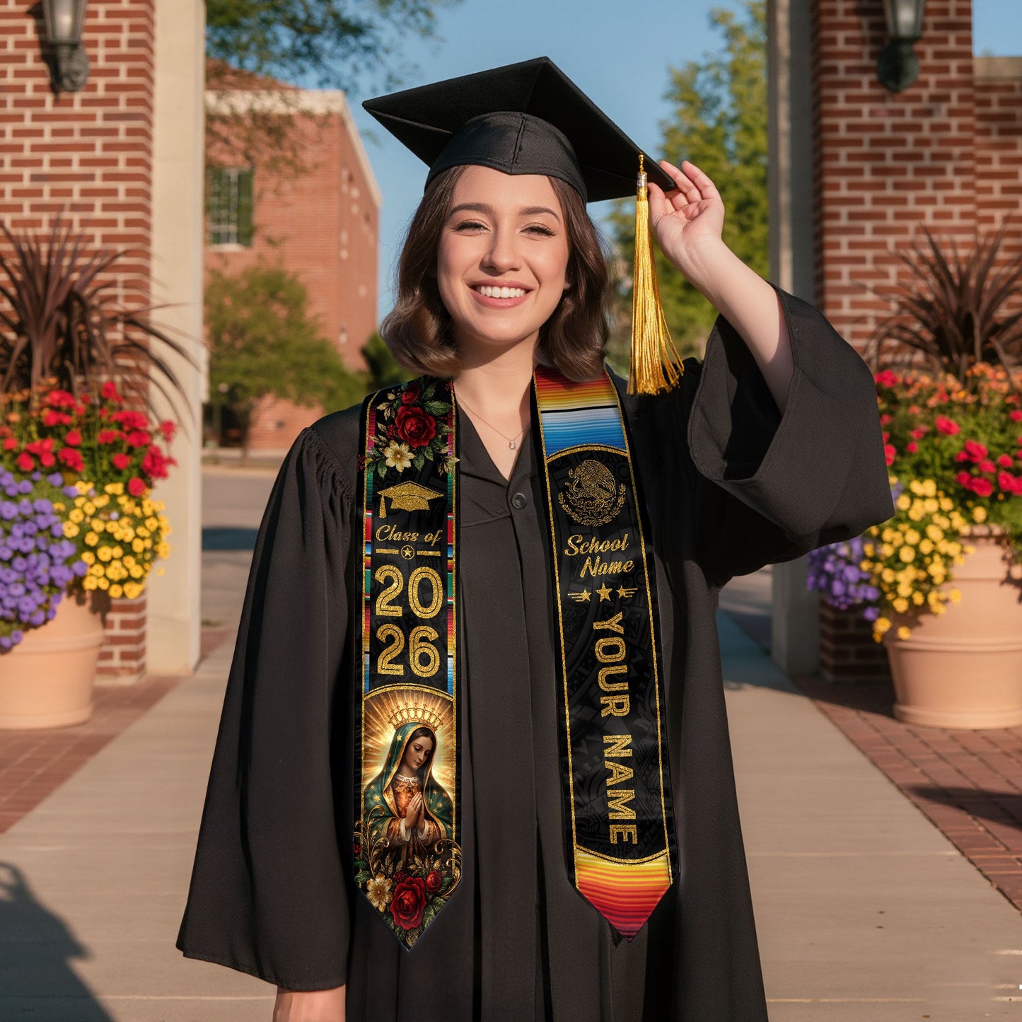 Custom Mexican Graduation Stole 2026 Personalized Mexico Graduation Sash Stoles for Graduation