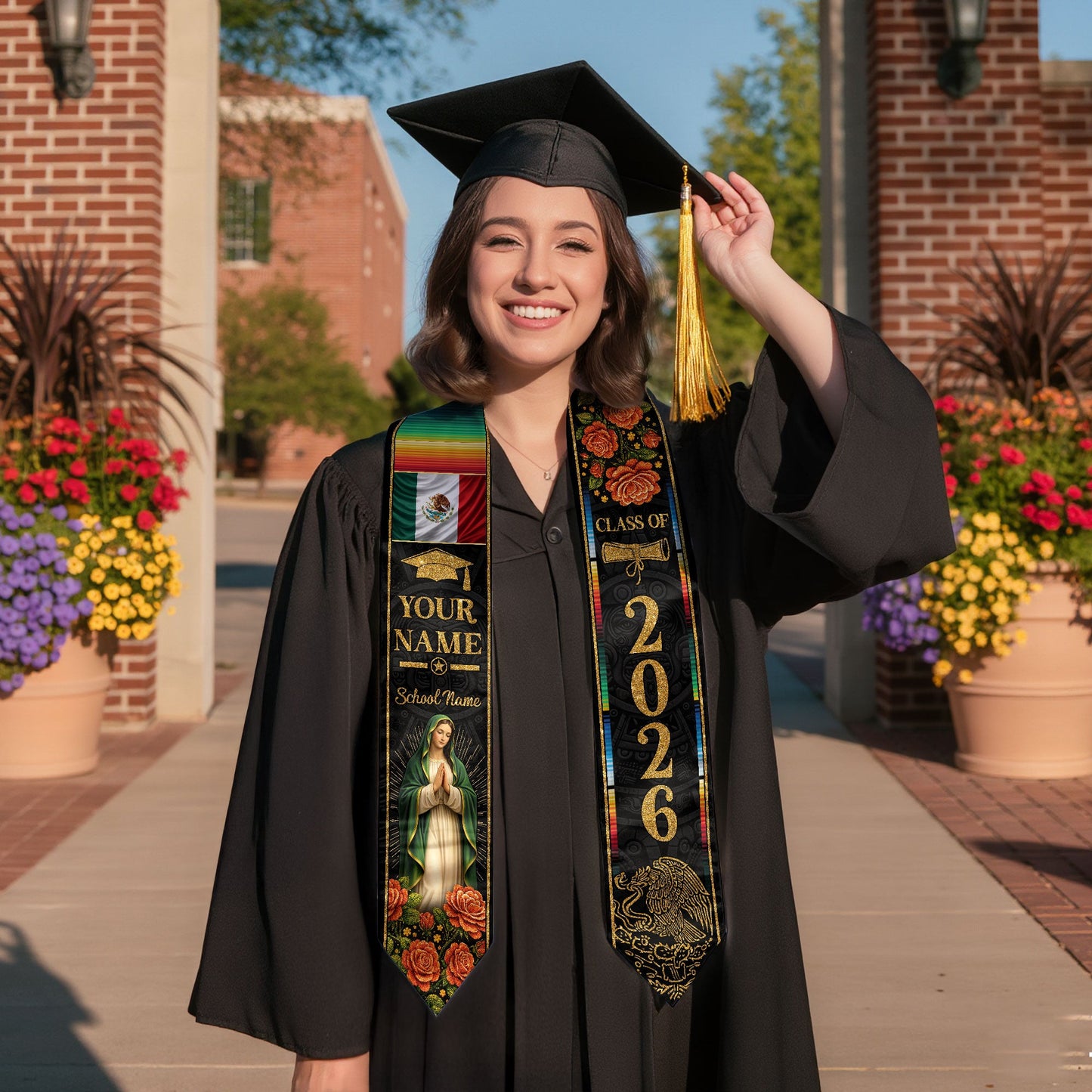 Mexico Graduation Stole 2026 Custom Graduation Sash Personalized Mexican Stoles for Graduation 2026