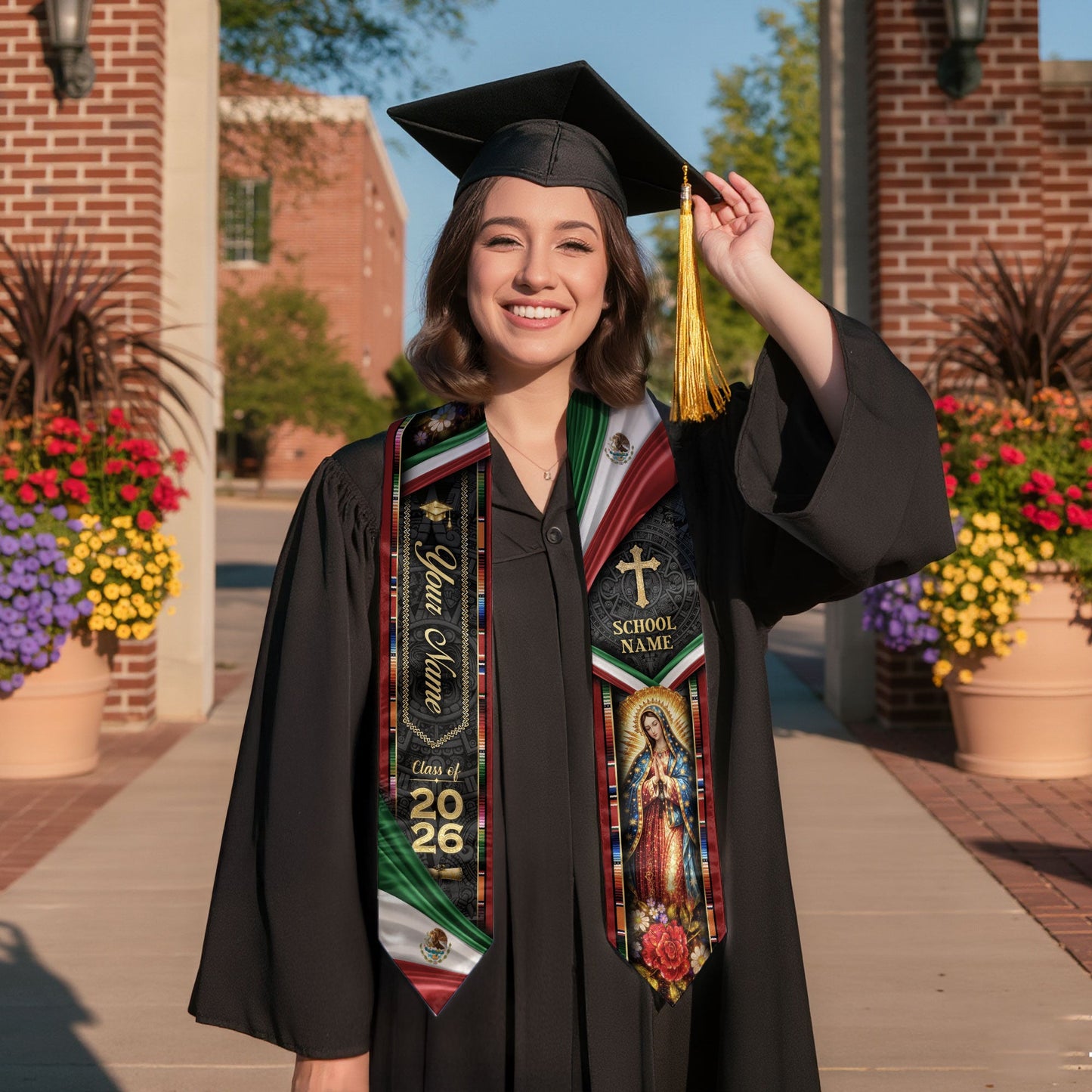 Custom Mexican Graduation Stole 2026 Personalized Mexico Graduation Sash Custom Graduation Stoles