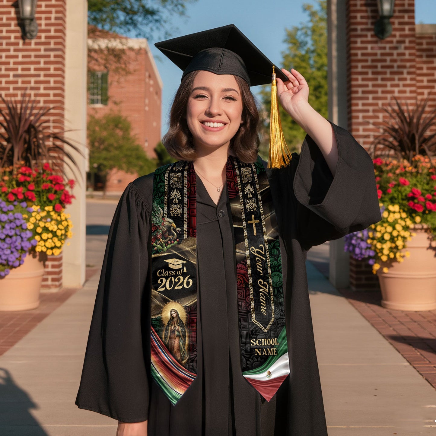 Mexican Graduation Sash 2026 Custom Graduation Stole Personalized Stoles for Graduation Mexico