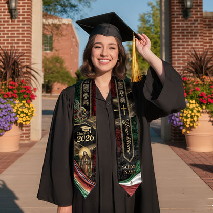 Mexican Graduation Sash 2026 Custom Graduation Stole Personalized Stoles for Graduation Mexico