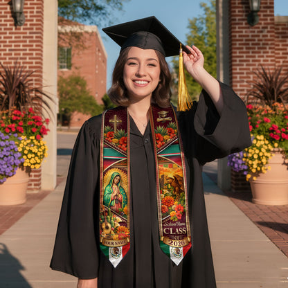 Mexico Graduation Stole Custom 2026 Guadalupe Aztec Eagle Serape Sash Gift