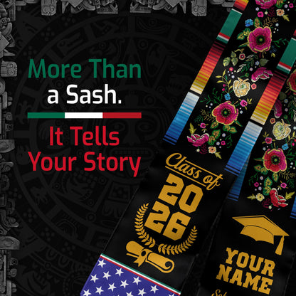 Custom Mexico Sash 2026 for Graduate, Personalized Mexican Stole for Graduation