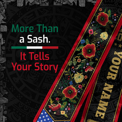 Custom Mexican Graduation Sash 2026, Mexican American Flag Stole, Mexico Grad