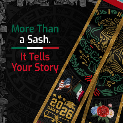 Mexican Graduation Stole 2026, Customized Sash, Mexican American Flag, Mexico Stole