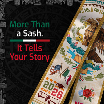 Custom Mexico Graduation Stole 2026, Personalized Mexican Sash for Graduate, Elegant Graduation Stole for Mexican Graduate