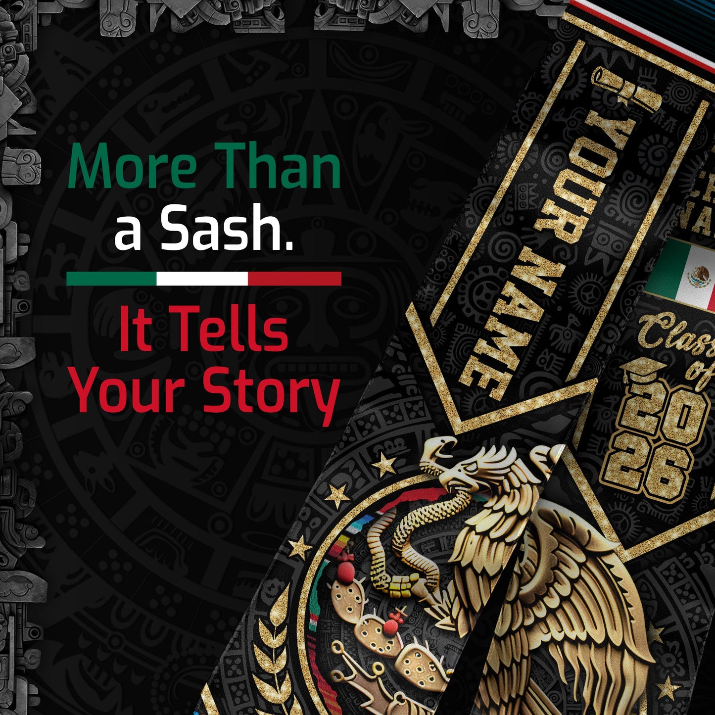 Custom Mexico Mexican Stole 2026, Graduation Sash for College Graduate