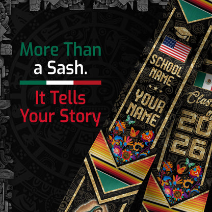 Custom Virgen de Guadalupe 2026 Graduation Stole – Personalized Mexican Heritage Class Sash