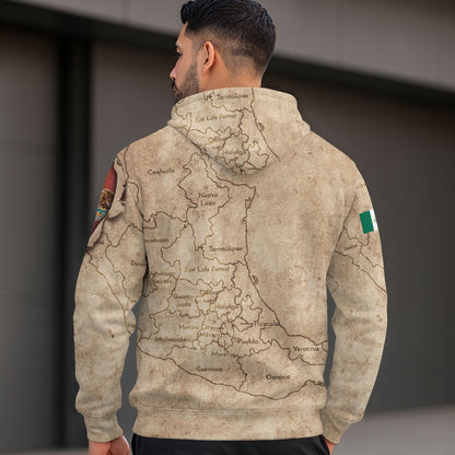 Mexico Vintage Map Flag Eagle Heritage Legacy Pride Culture Hoodie