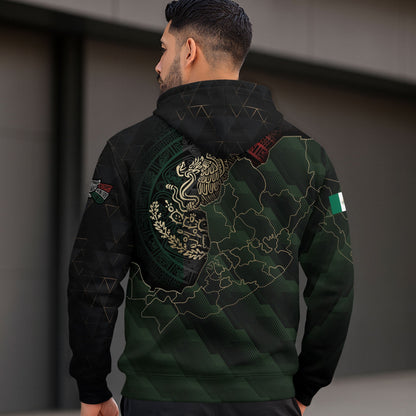 Mexico Eagle Emblem & Map Heritage Design Hoodie