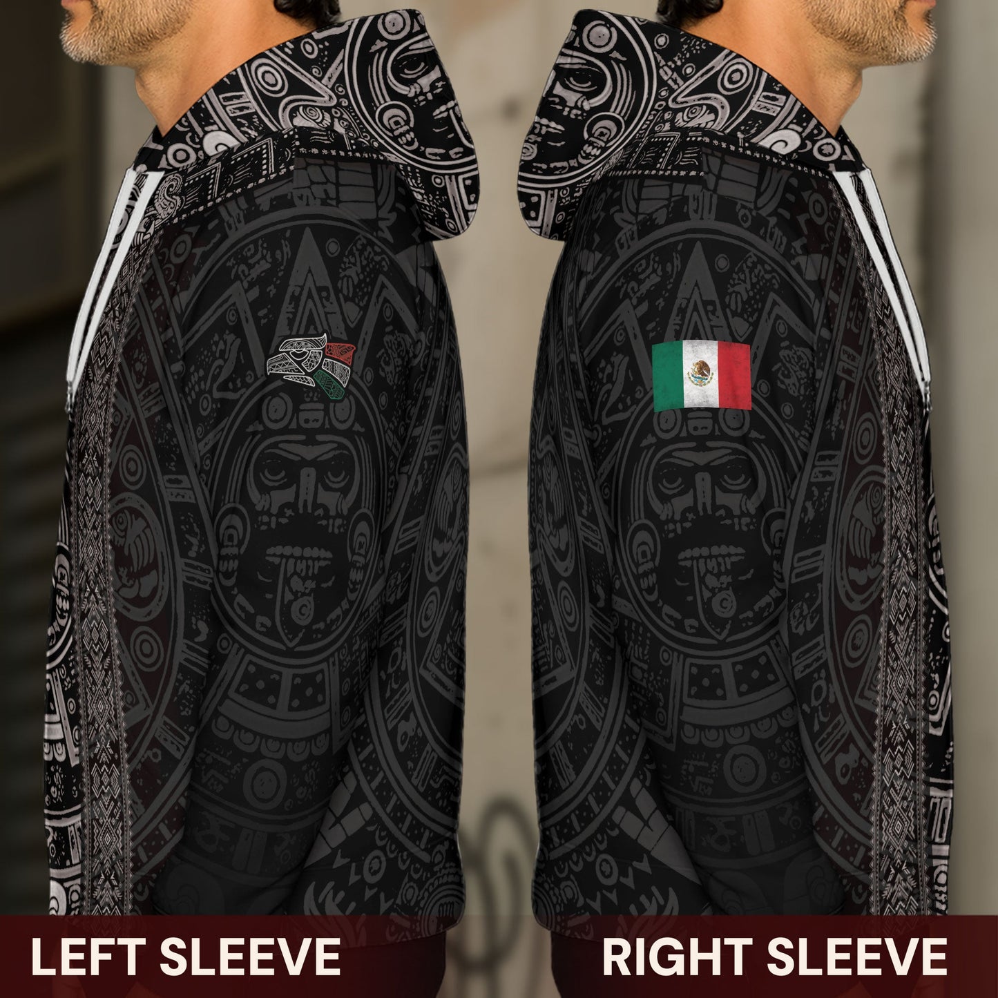 Mexico Aztec Heritage Hoodie 3-Pack Bundle – USA Flag Eagle Pride Unity + Mexico Map Sunstone Flag Warrior + Sunstone Calendar Ancient Symbol