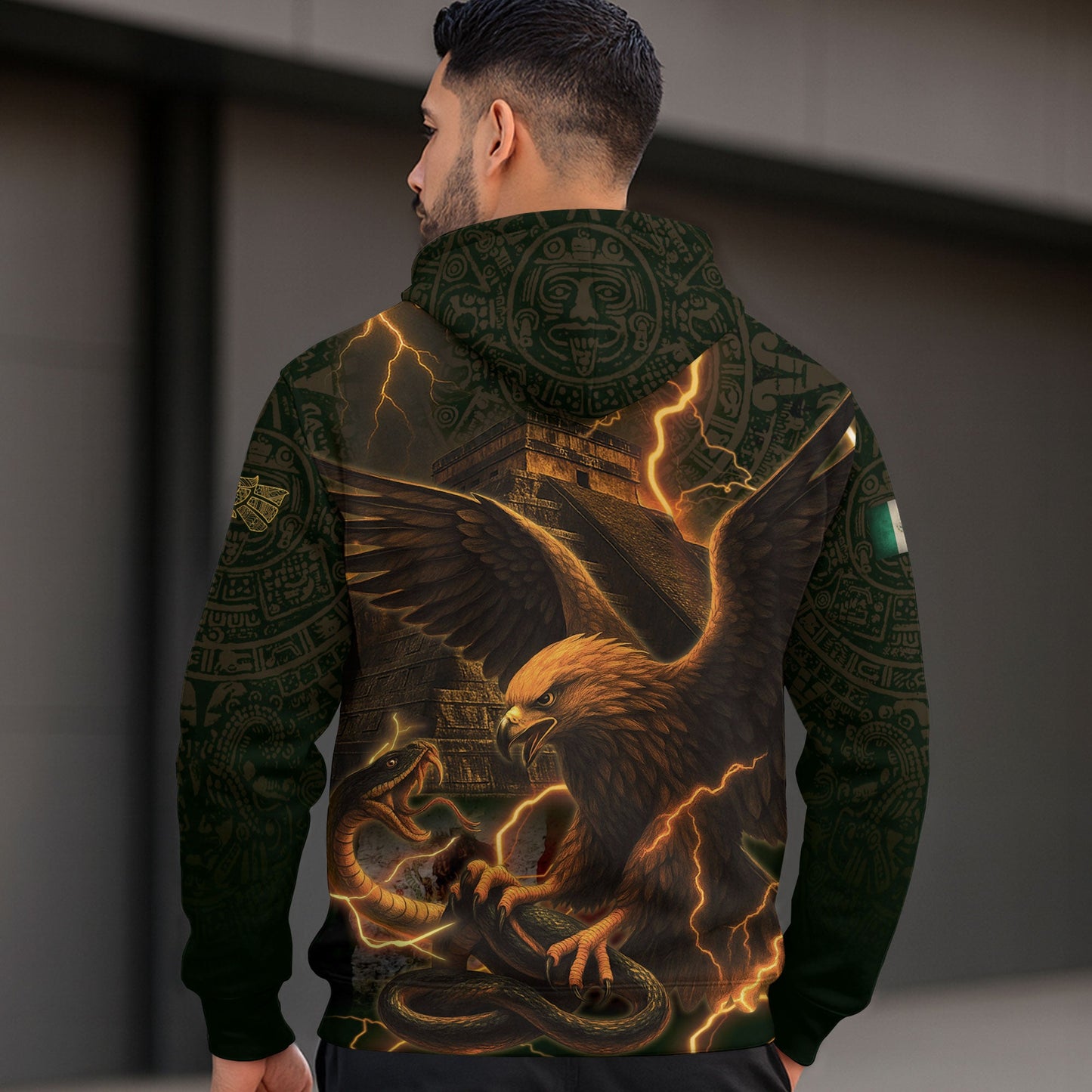 Mexican Aztec Cultural Heritage Eagle And Snake Mens Hoodie