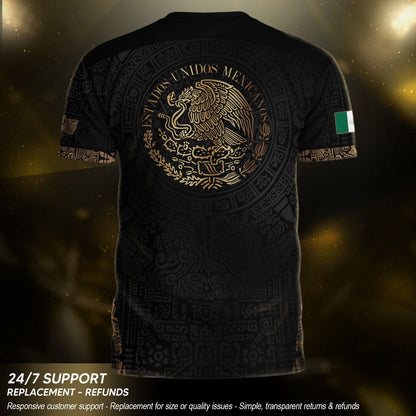 Mexico Heritage Black Gold Vintage Athletic Aztec Calendar Chevron Soccer Jersey