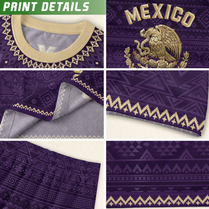 Mexico Soccer Jersey Kids Set Aztec Warrior Purple Gold Mexican Football