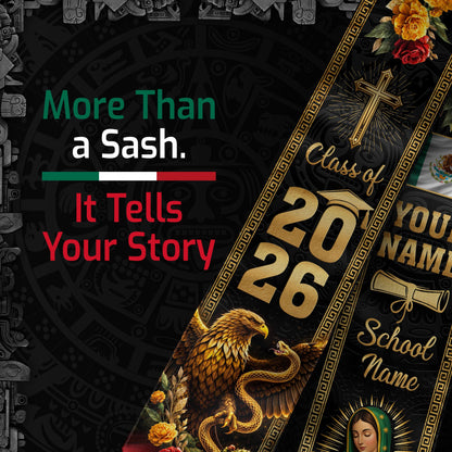 Mexican Graduation Stole 2026 Custom Graduation Sash Personalized Stoles for Graduation Mexico