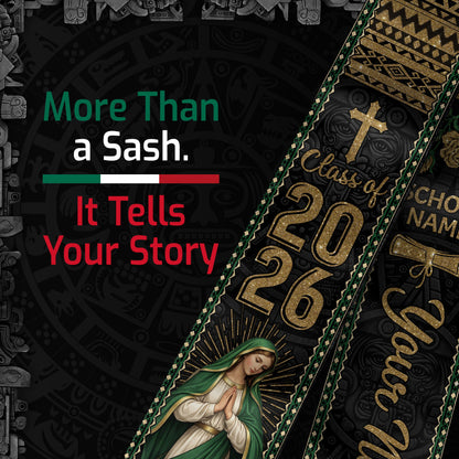 Custom Mexico Graduation Stole 2026 Personalized Mexican Graduation Sash Stoles for Graduation 2026
