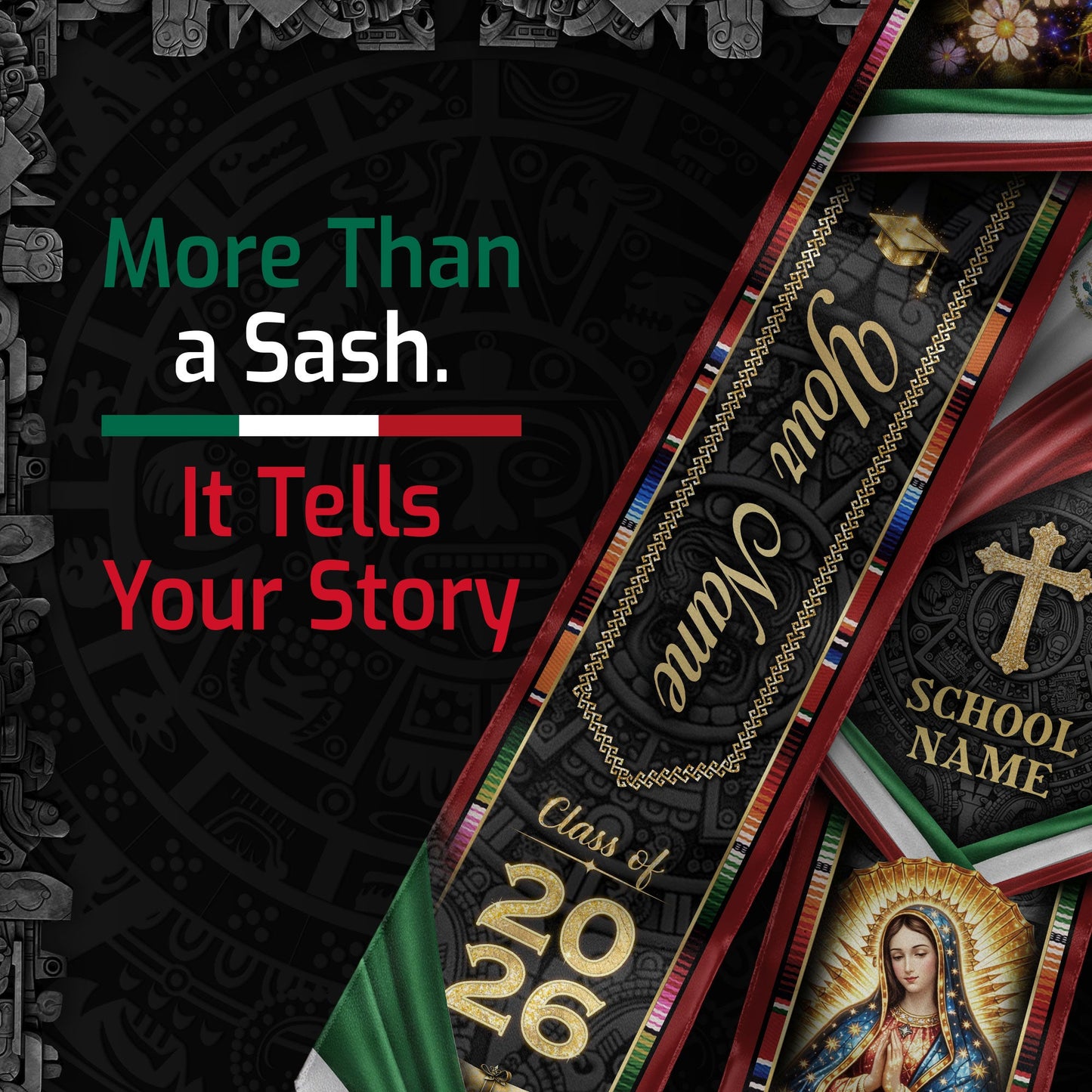 Custom Mexican Graduation Stole 2026 Personalized Mexico Graduation Sash Custom Graduation Stoles