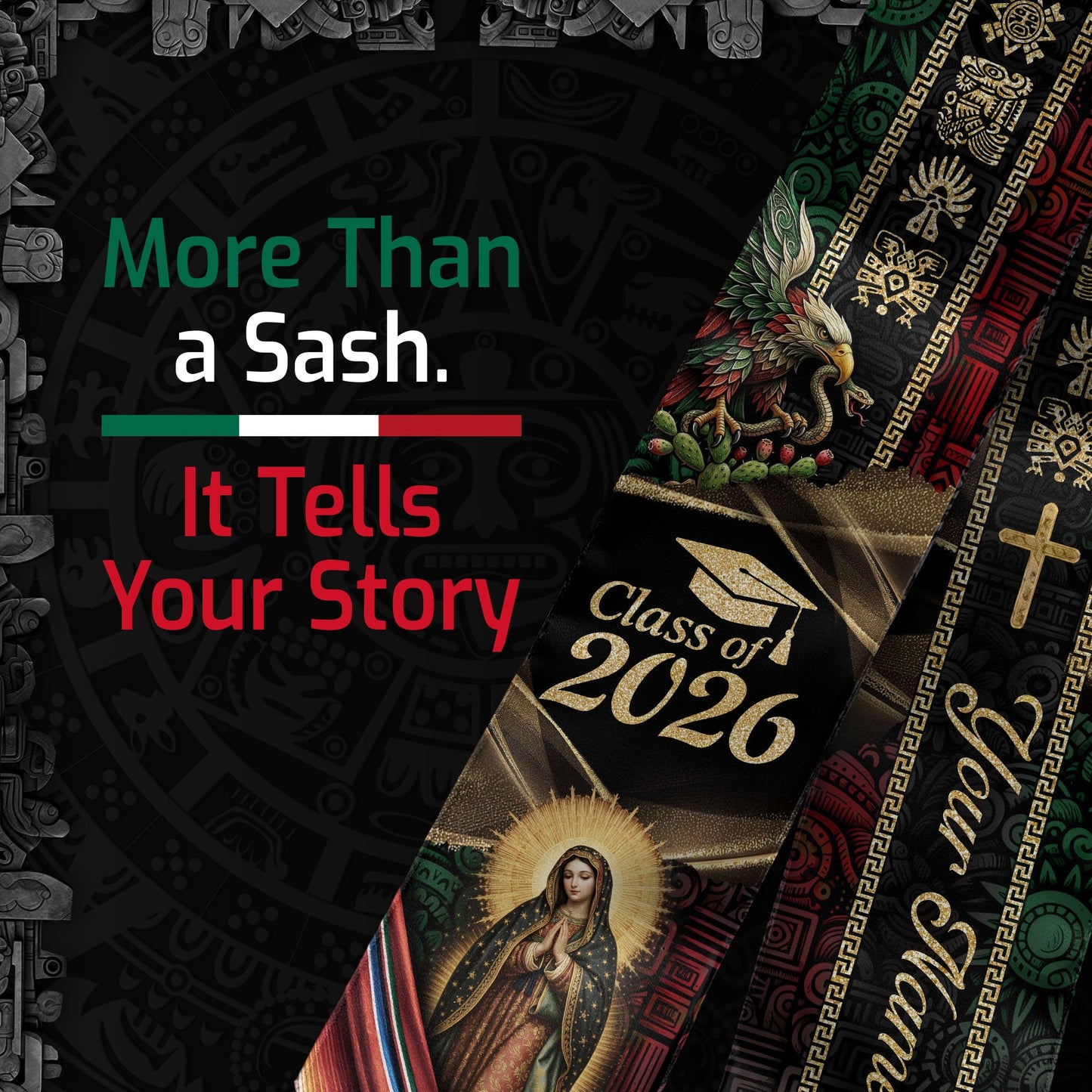 Mexican Graduation Sash 2026 Custom Graduation Stole Personalized Stoles for Graduation Mexico
