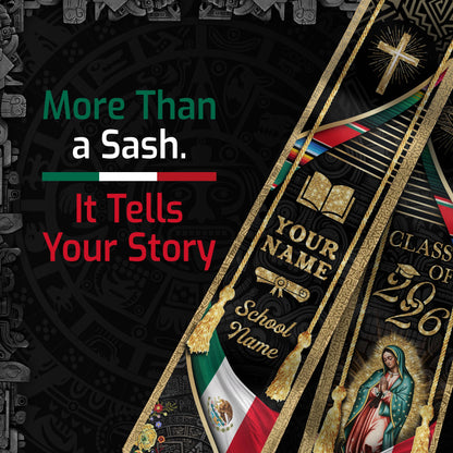 Custom Mexican Graduation Stole 2026 Proud Mexican Graduation Sash Personalized Graduation Stoles Mexico Graduation Sash Customize