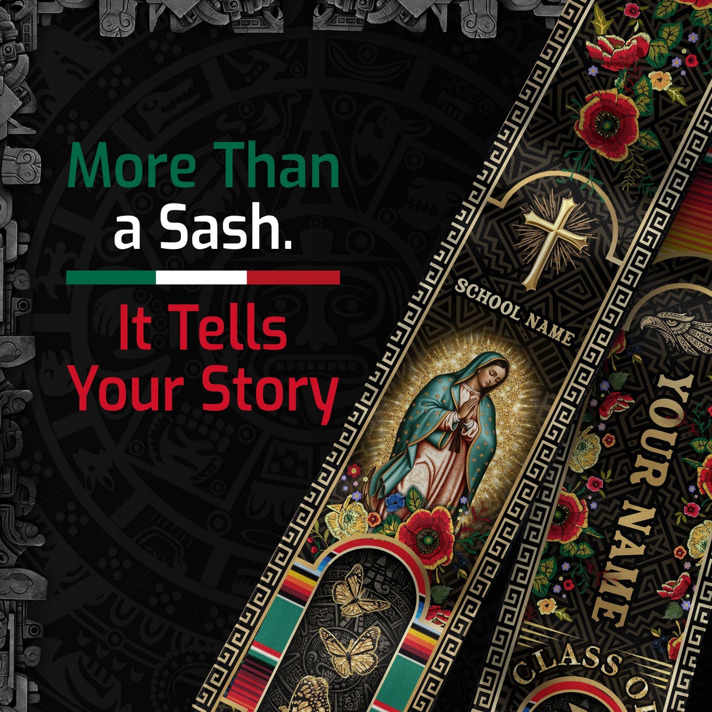 Custom Proud Mexican Graduation Stole 2026 Personalized Mexican Graduation Sash Custom Graduation Stoles Mexico Graduation Sash