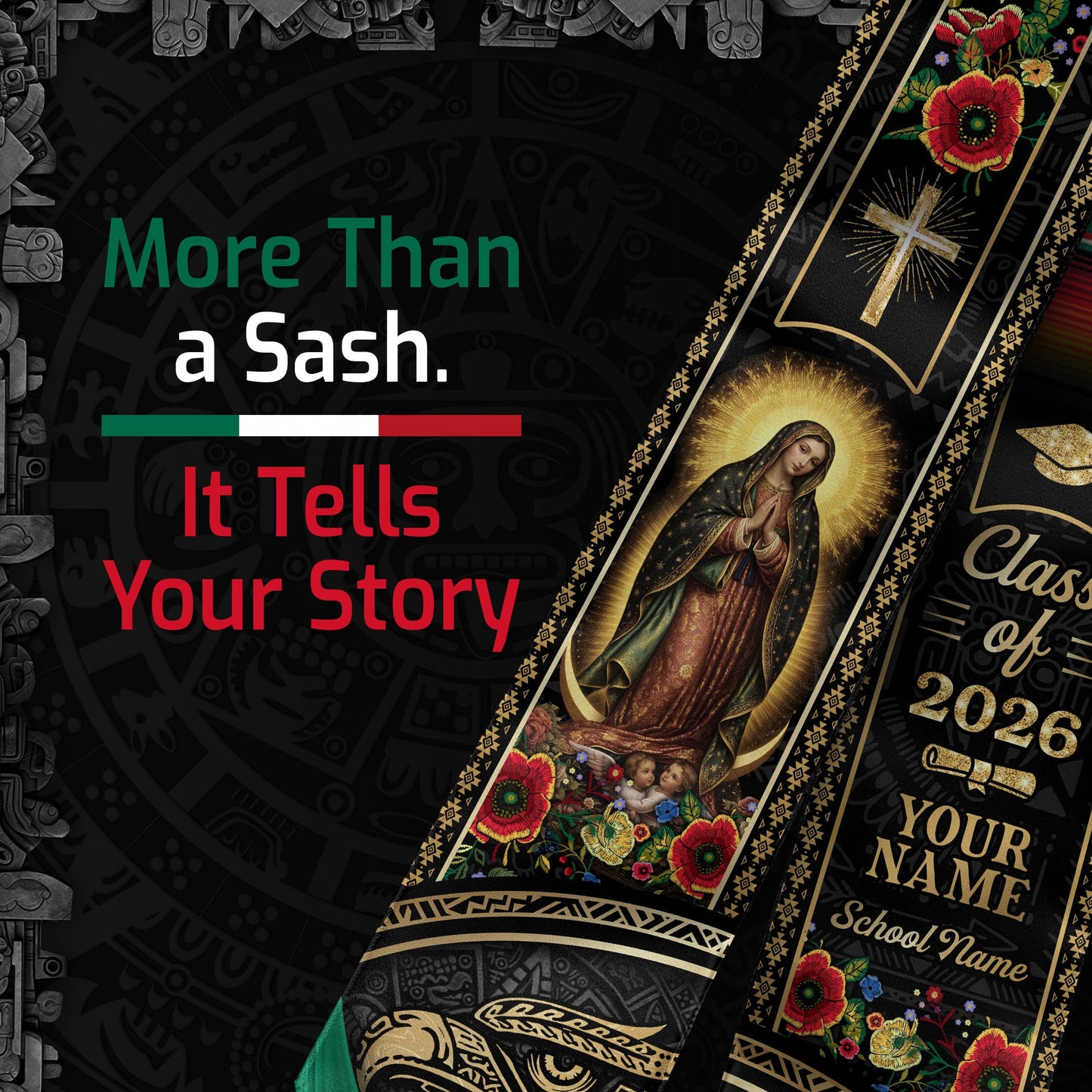 Custom Proud Mexican Graduation Stole 2026 Personalized Mexican Graduation Sash Custom Graduation Stoles 2026 Mexico Graduation Sash