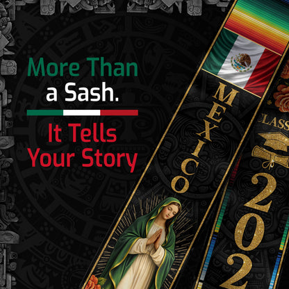 Class of 2026 Mexican Graduation Stole Mexican American Flag Sash for Graduation