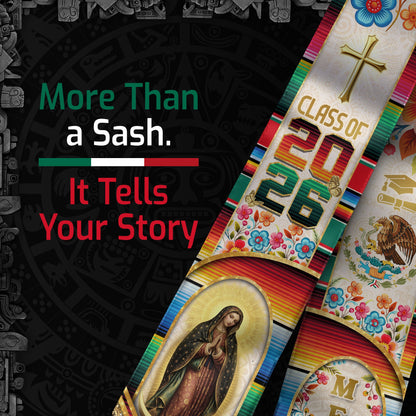 Mexico Graduation Stole Class of 2026 – Virgen De Guadalupe Mexican Sash Gift