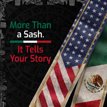 Mexican American Graduation Stole - Mexico USA Flag Heritage Sash Gift
