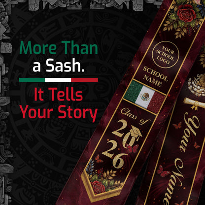 Sacred Heritage Mexican Stole Legacy 2026 Burgundy Virgin Mary Personalized Sash