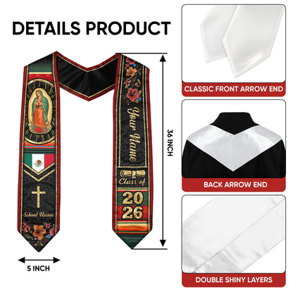 Customized Mexico Graduation Stole, Mexican Flag Inspired Stole, Graduation Sash Class of 2026