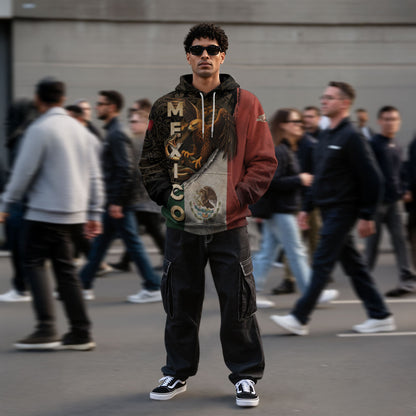 Mexican Eagle Snake Aztec Tribal Heritage Flag Cultural Symbol Mens Hoodie